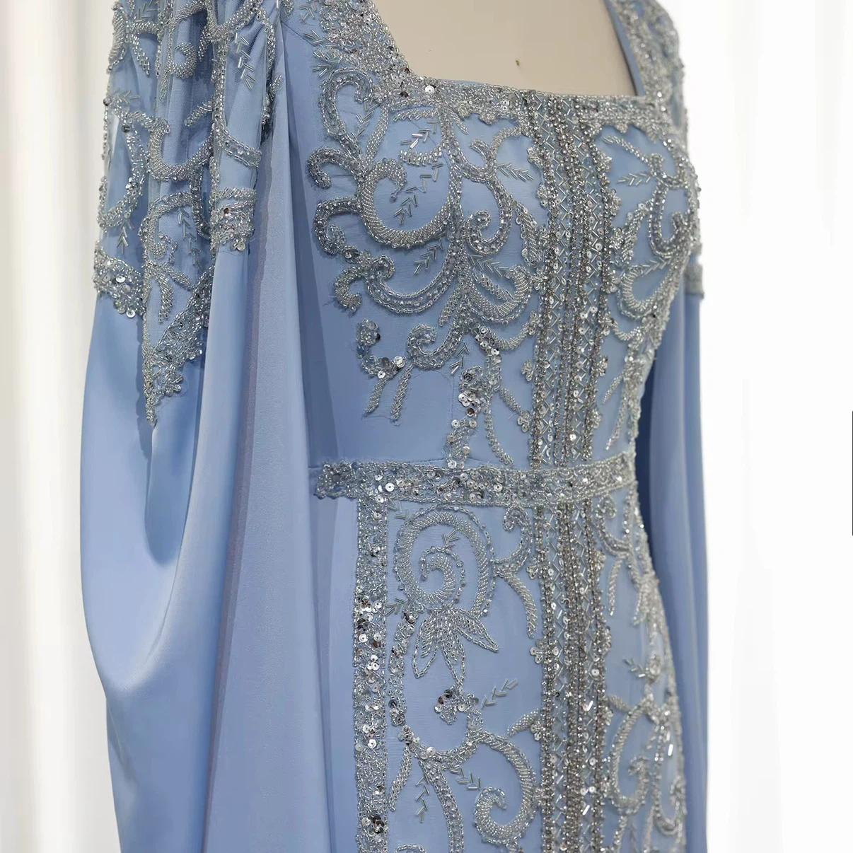 Elegant Threads Light Blue Kaftan-style Beaded Evening Gown - photo 5
