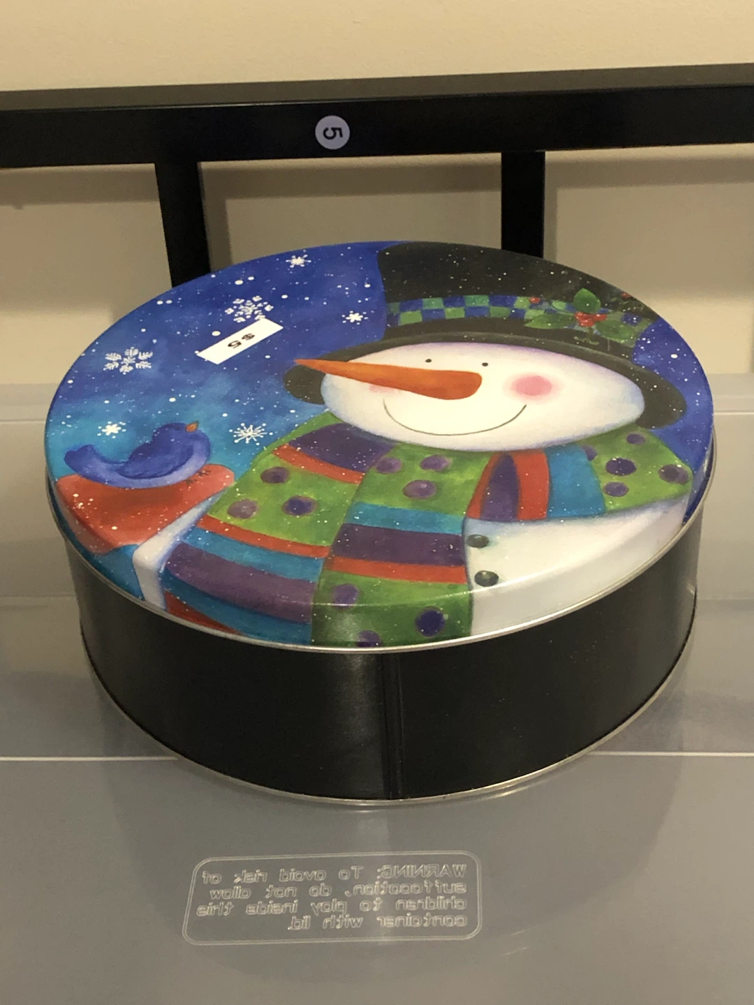 Round Snowman Decorative Tin 🏈 - photo 2