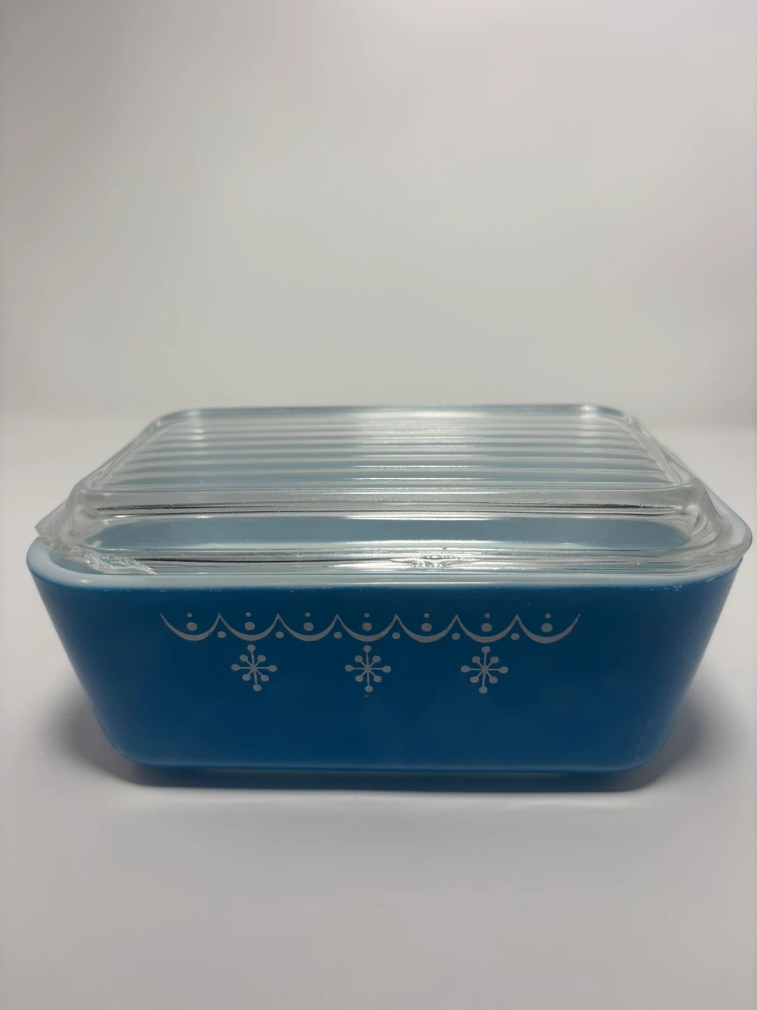 Vintage Pyrex Blue Snowflake Butter Dish