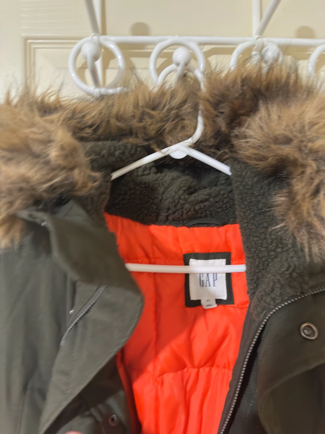 GAP Olive Green Parka with Faux Fur Hood - photo 4