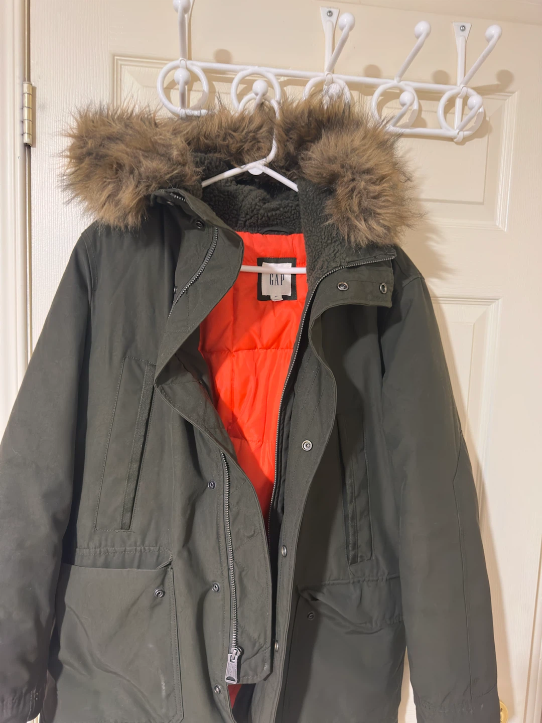GAP Olive Green Parka with Faux Fur Hood - photo 5