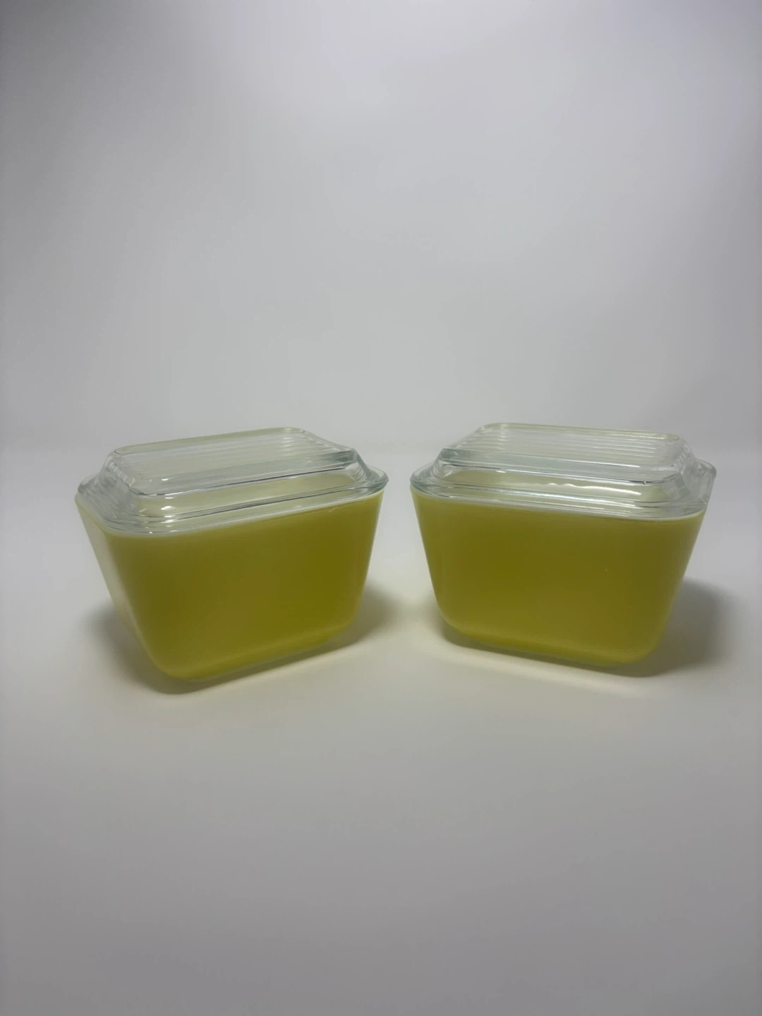 Set of 2 Vintage Pyrex Yellow 501 Refrigerator Dishes