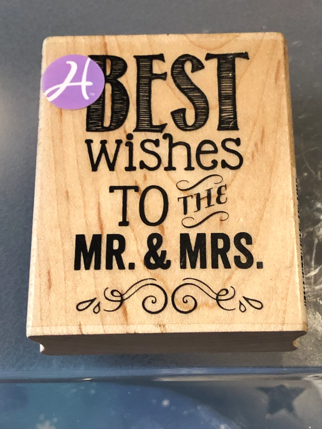 Best Wishes to Mr. & Mrs. Wood Rubber Stamp 🏈