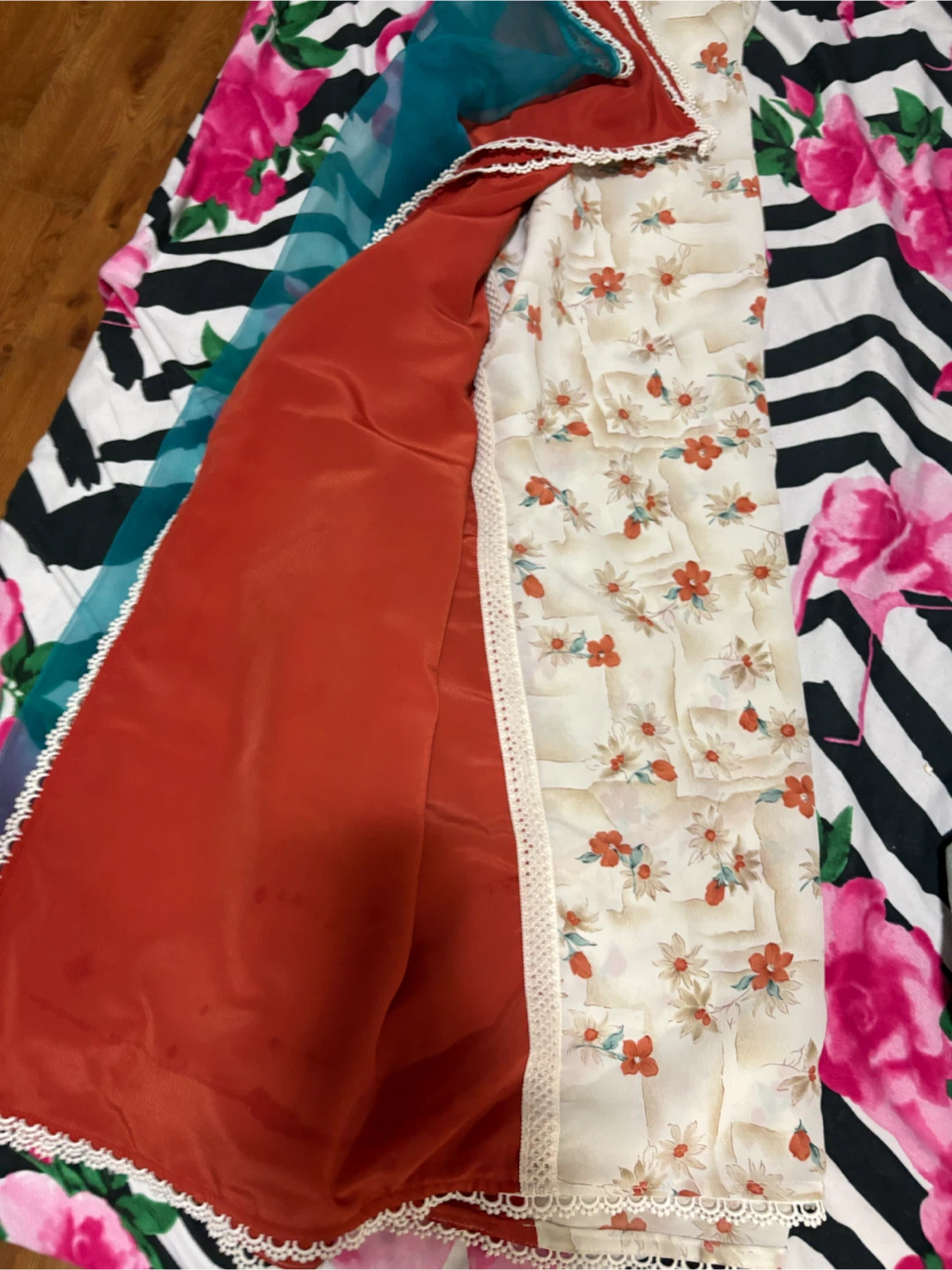 Floral and Teal Dupatta Scarf 🏈