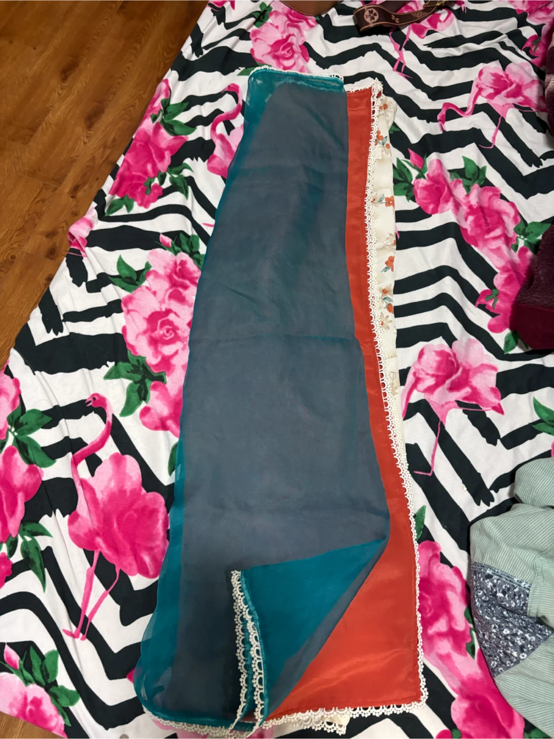 Floral and Teal Dupatta Scarf 🏈 - photo 2