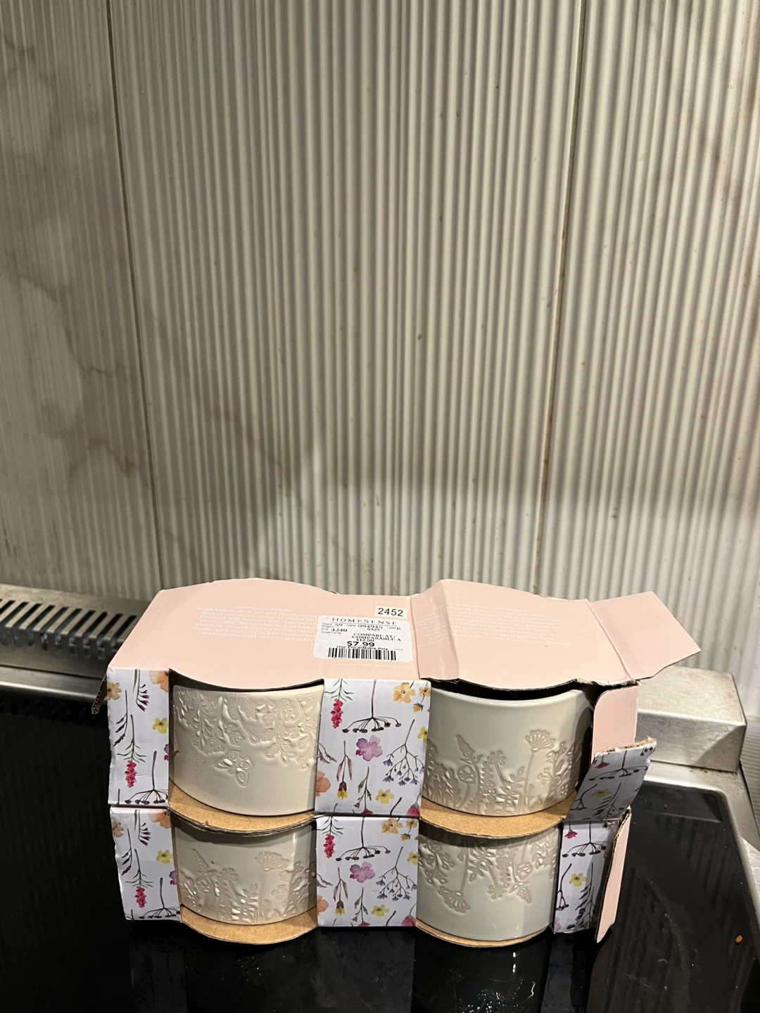 HomeSense Floral Embossed Mugs, Set of 4