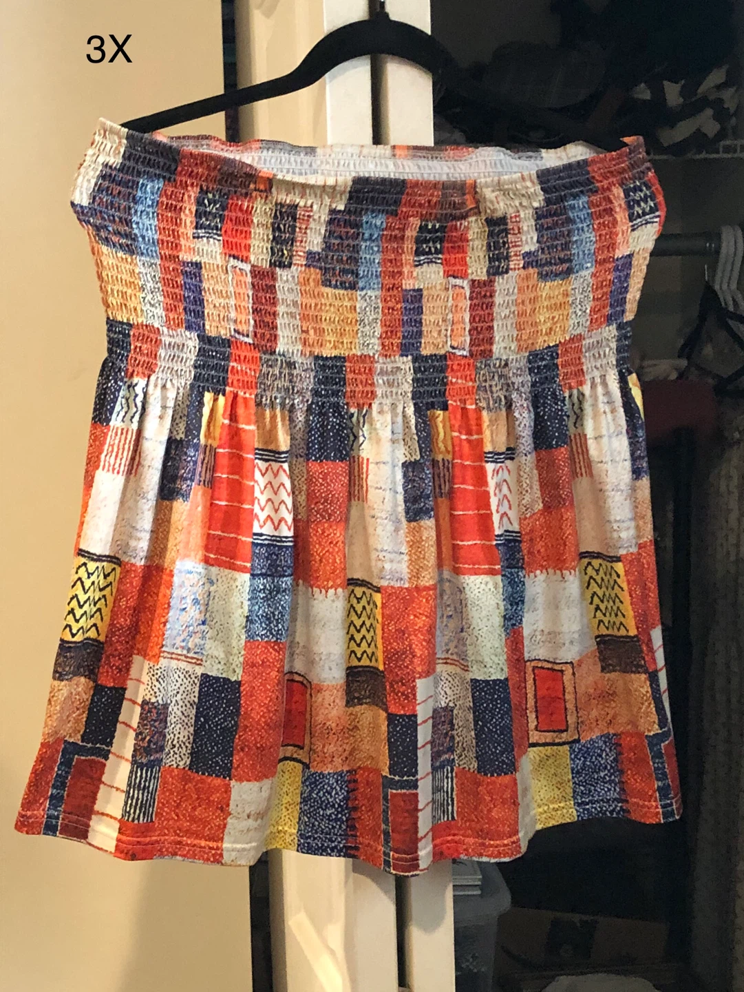 Multi-coloured Patterned Tube Top, 3X 🏈