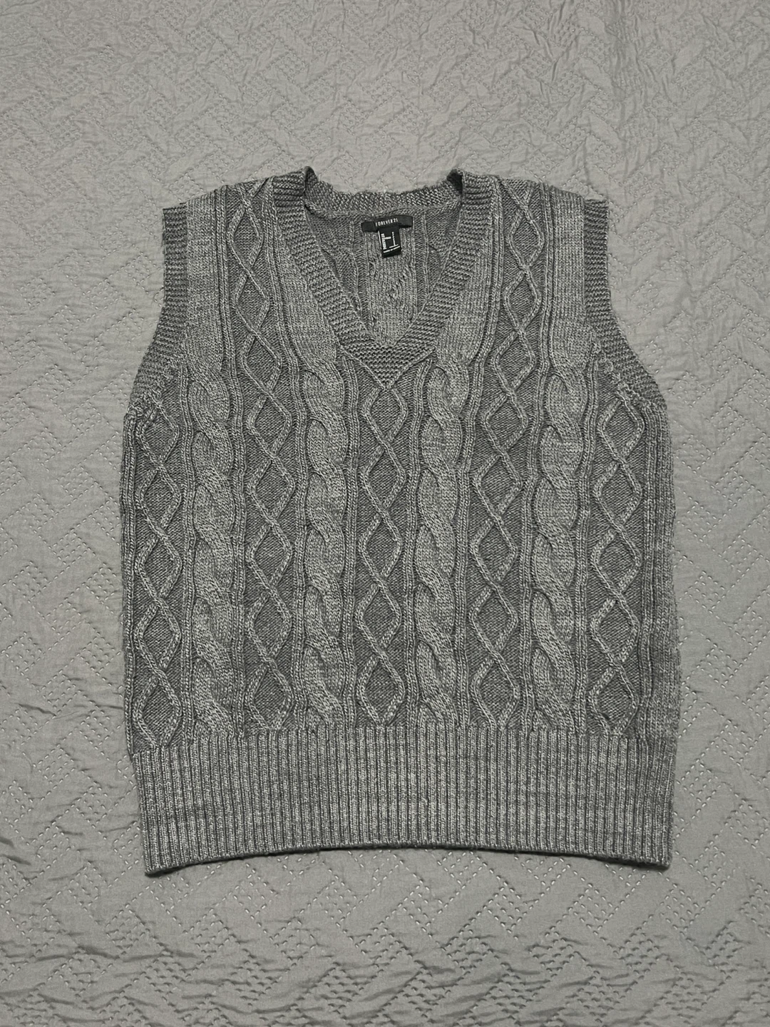 Forever 21 Grey Cable Knit Sweater Vest