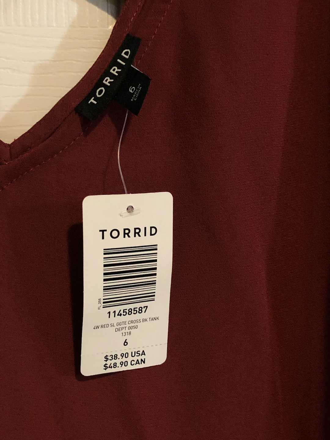 Torrid Red Cross-Back Sleeveless Top, NWT 🏈 - photo 2