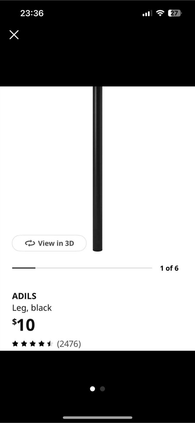 IKEA ADILS Legs, black (Set of 4)
