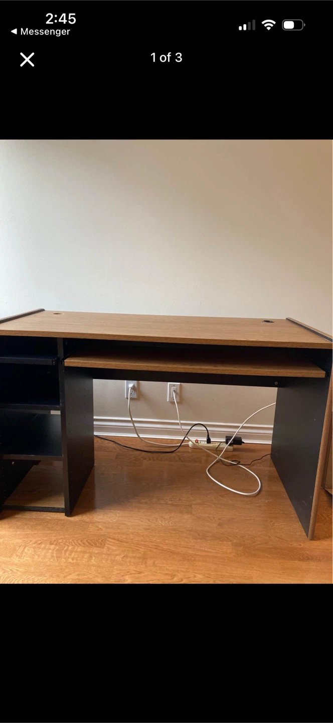 Desk with Keyboard Tray & Shelving