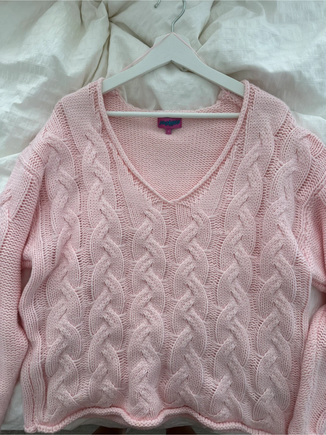 Edikted Pink Cable Knit Sweater