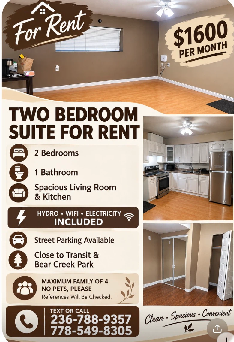 2 bedroom, 1 bathroom - Available Oct 1-$1600