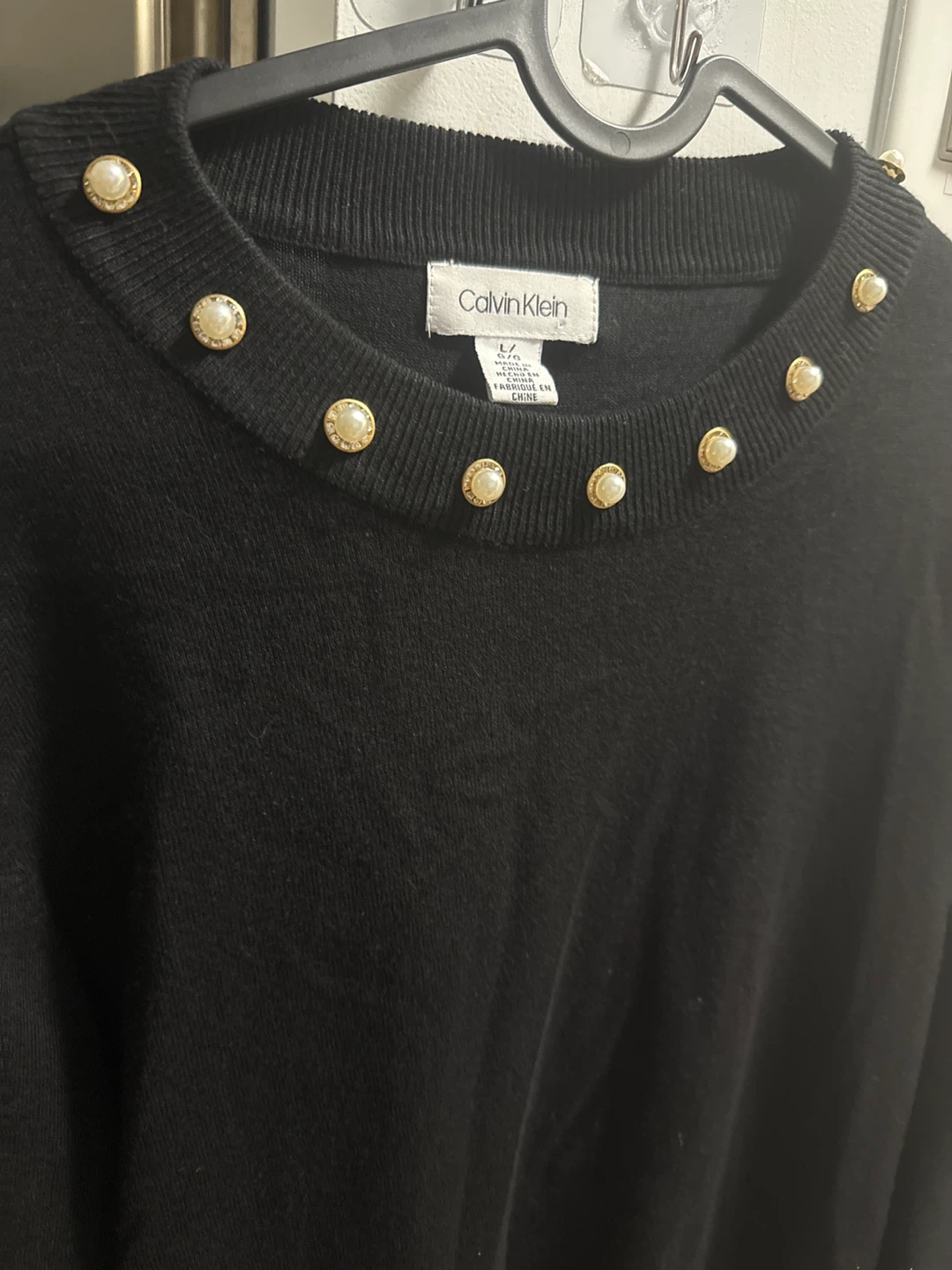Calvin Klein Black Sweater with Pearl Details - photo 2