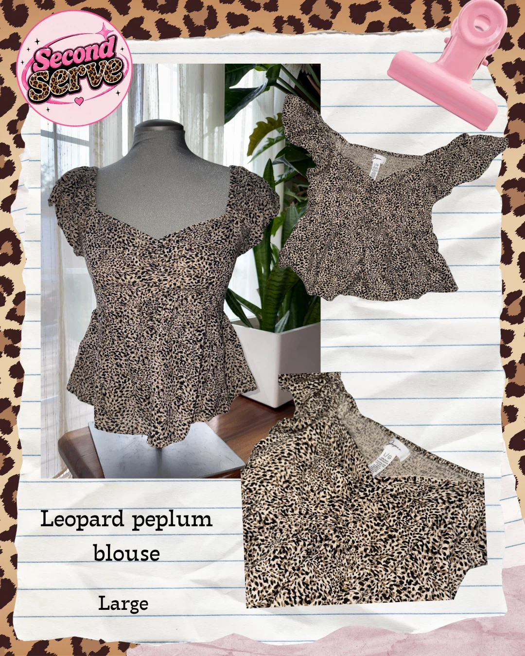 Leopard Print Peplum Blouse🐆