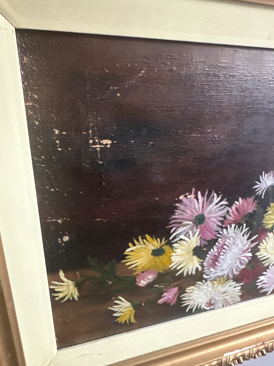 Vintage Floral Oil Painting in Gold Frame - photo 3