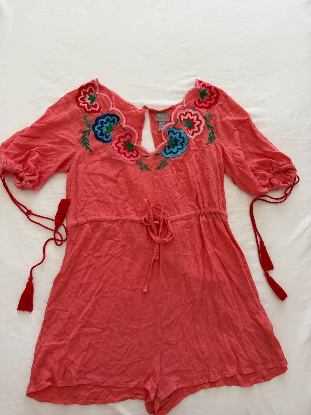 ASOS Embroidered Coral Romper