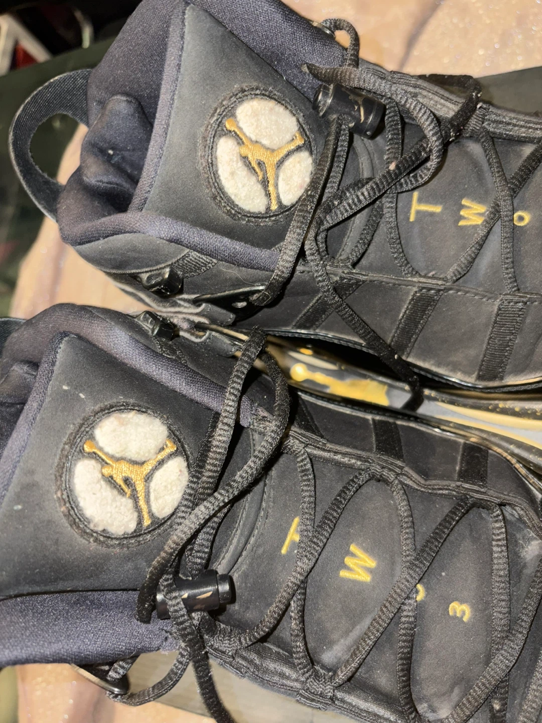 Air Jordan 6 Rings Black and Gold Sneakers - photo 5