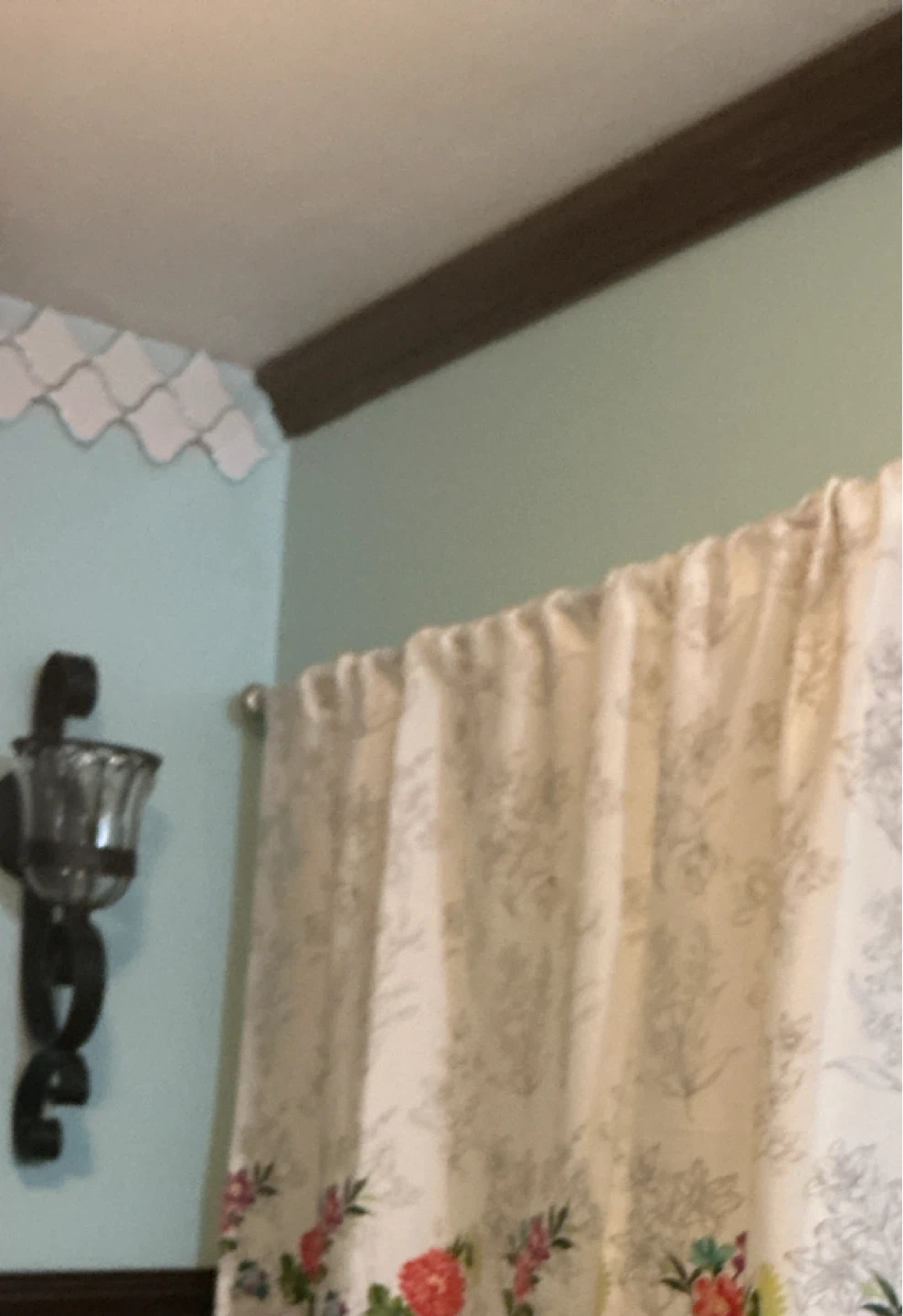 Floral Print Window Curtain with Fringe 🏈