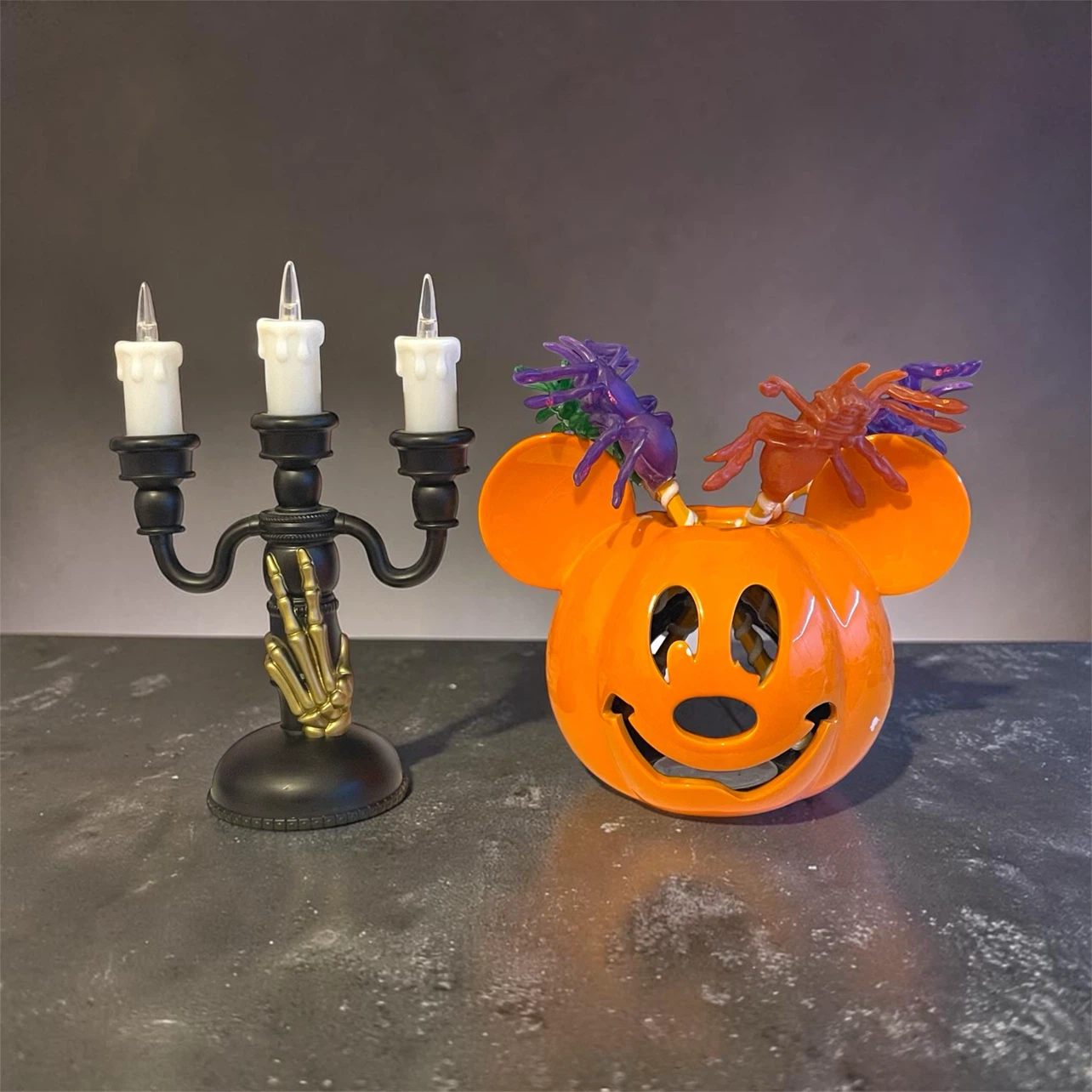Halloween Skeleton Hand Candelabra and Spider Pencils