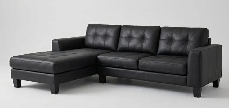 New in box!!  Black faux leather Sectional Sofa with Chaise