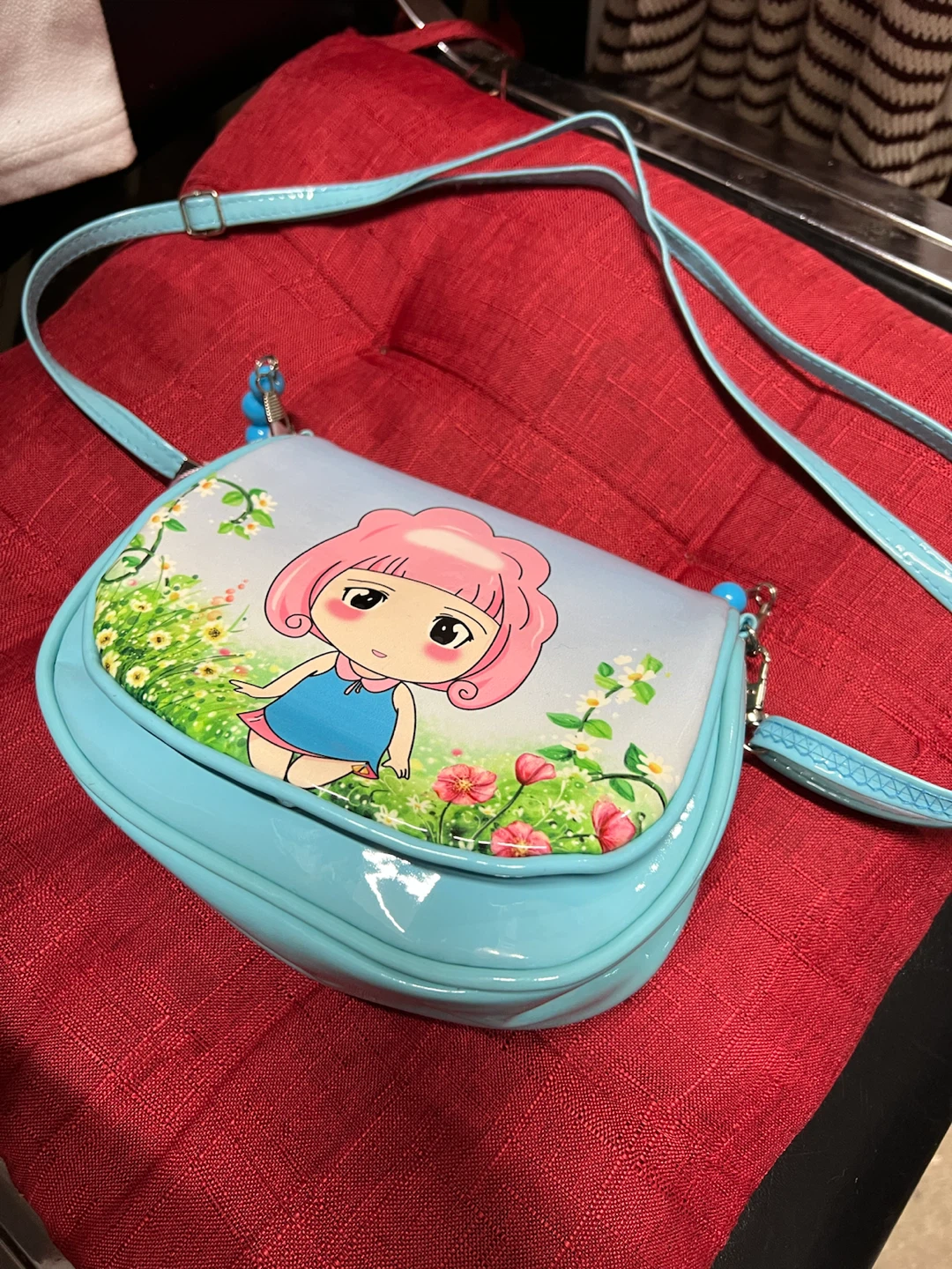 🏈 Light blue cartoon character crossbody bag