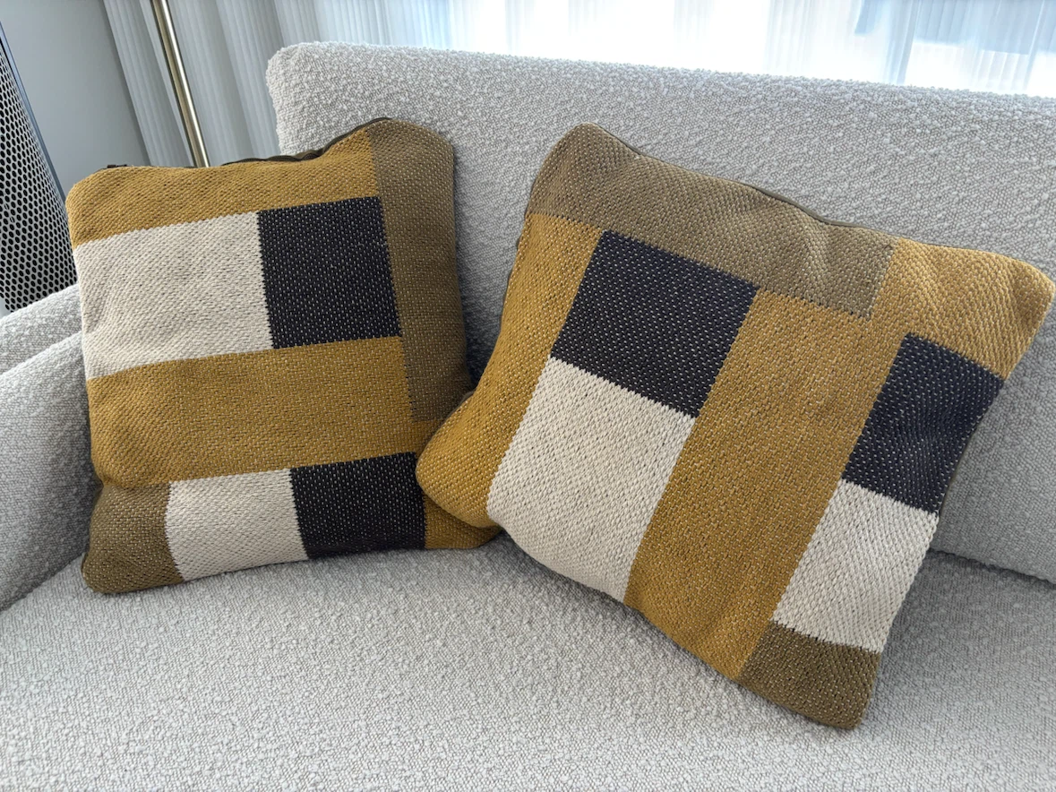 Indigo Set of Two Woven Geometric Throw Pillows Covers