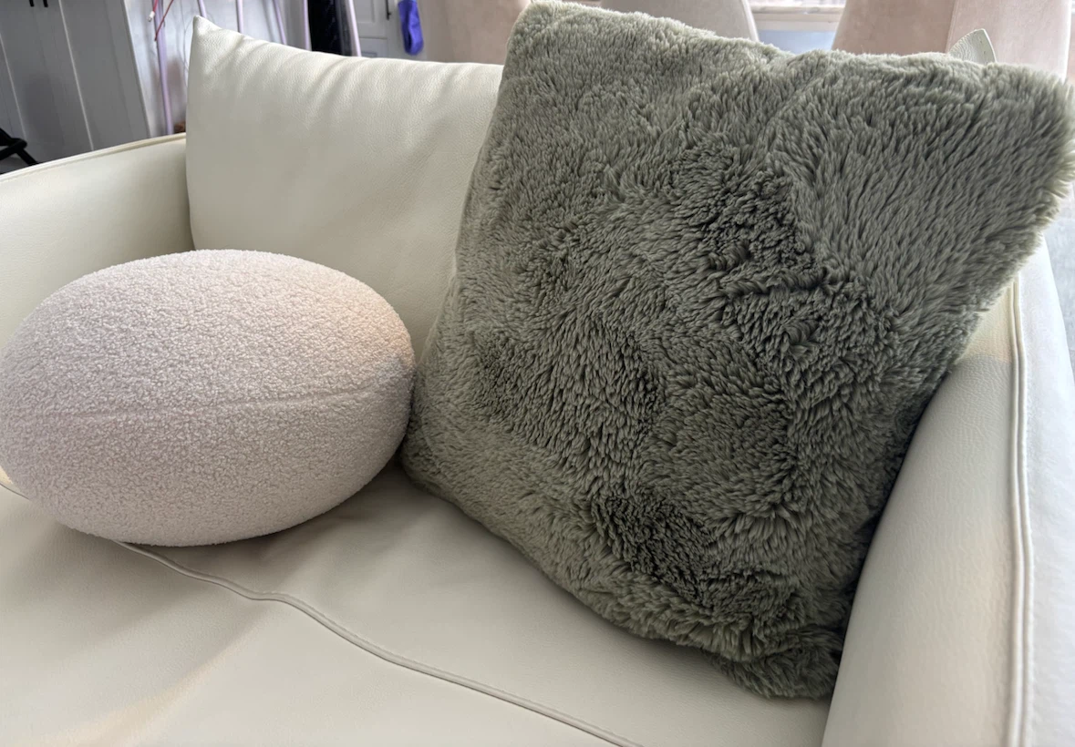 Sage Green Faux Fur Throw Pillow