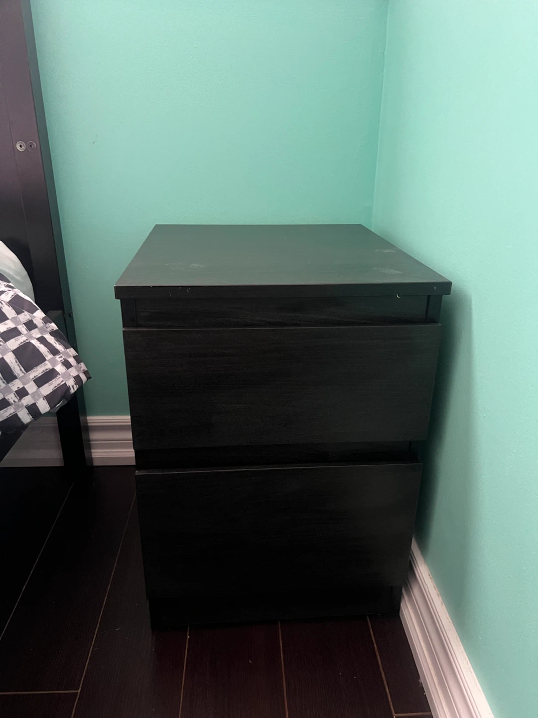 Dark Brown 2-Drawer Bedside Table - photo 5