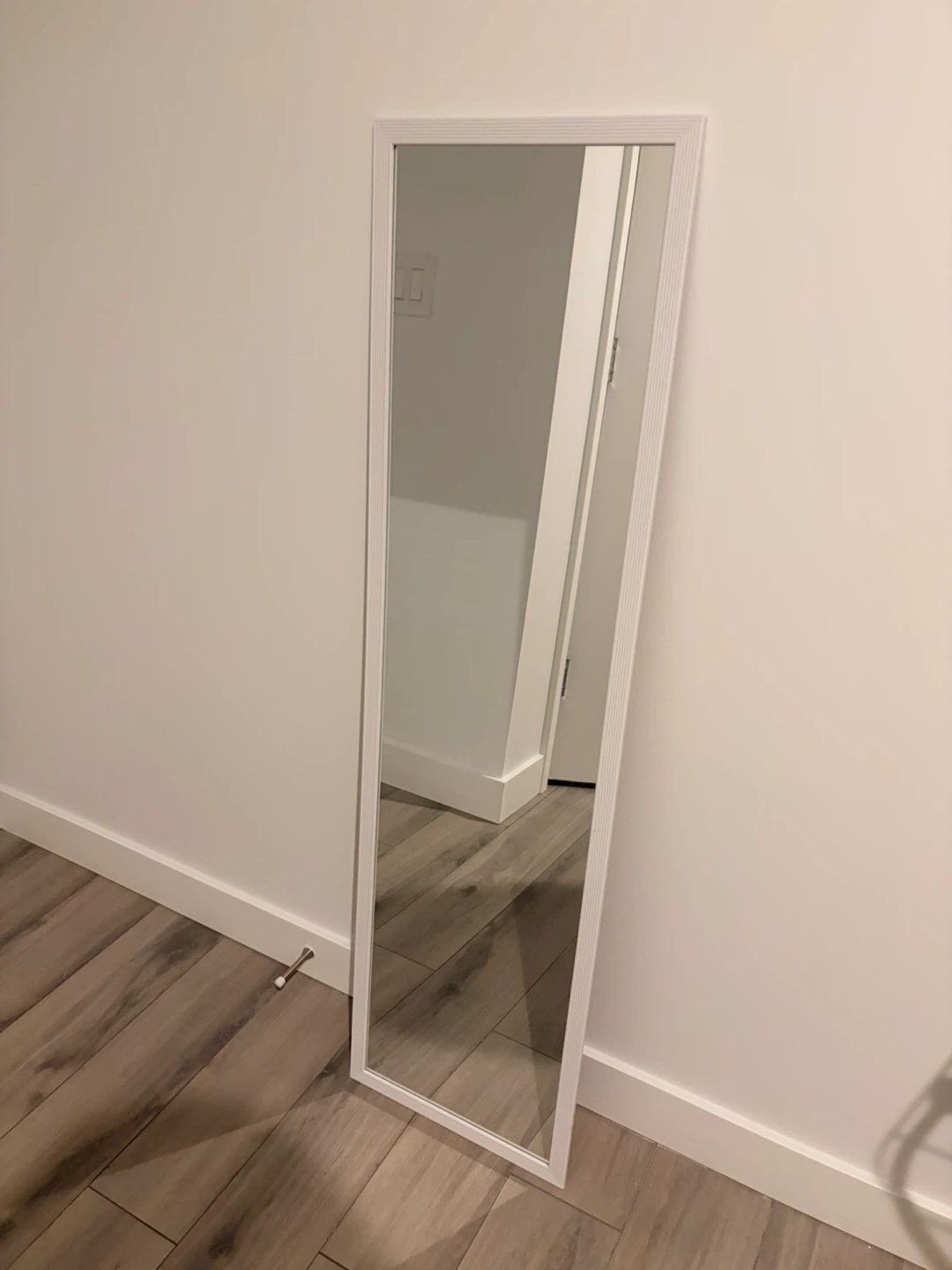 Full-Length White Framed Mirror