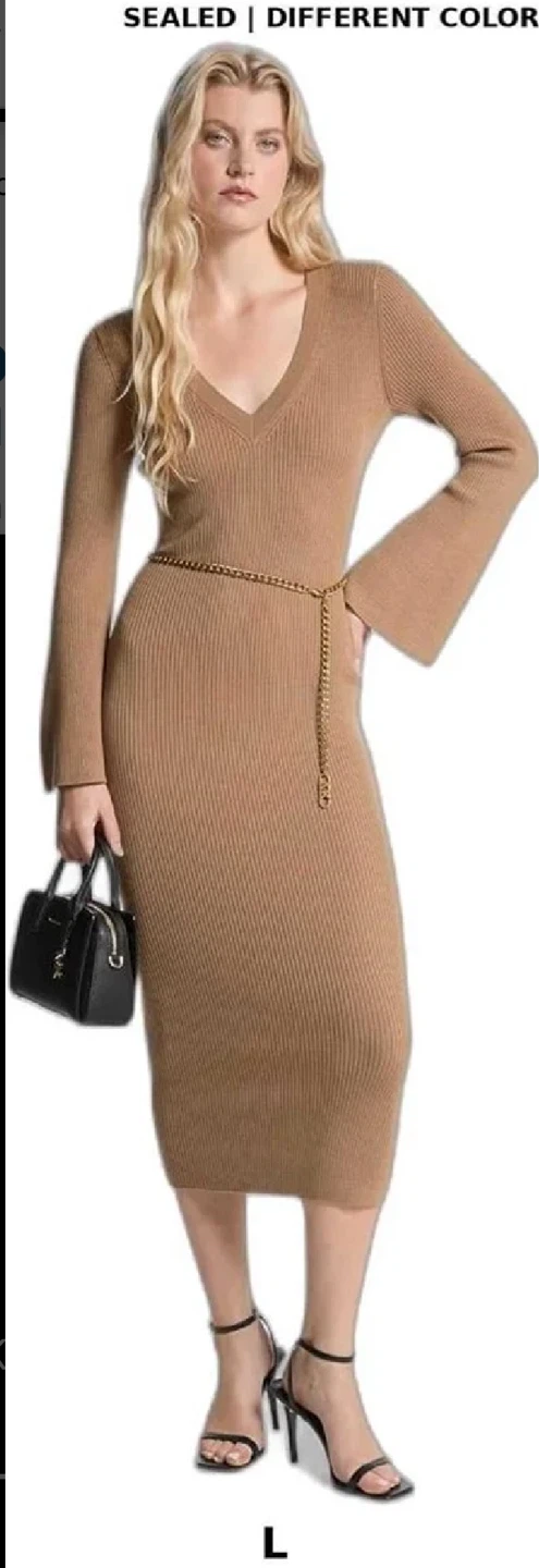 Michael Kors Womens Bell Sleeve Merino Wool Dress