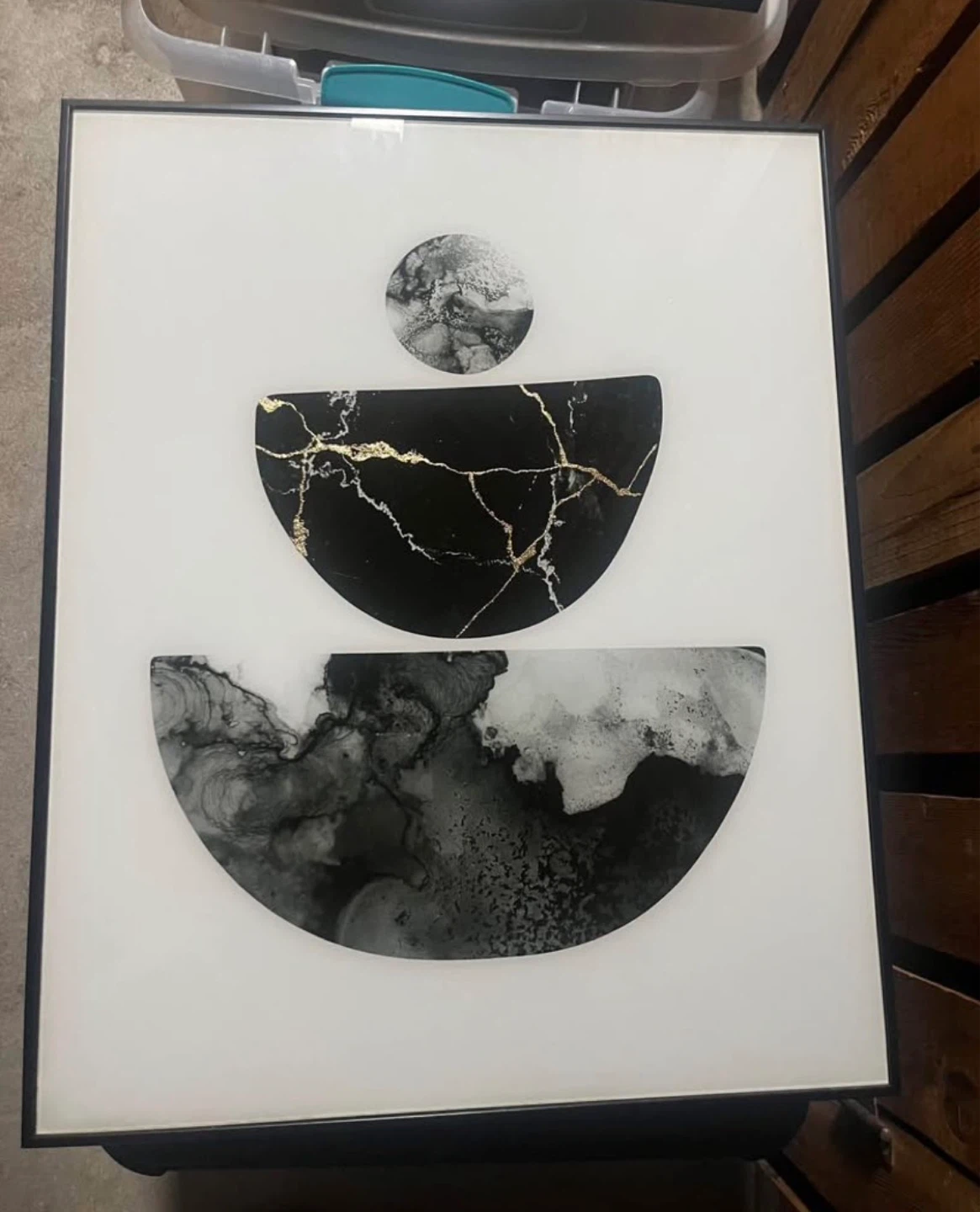 Abstract Geometric Wall Art with Black Frame - photo 2