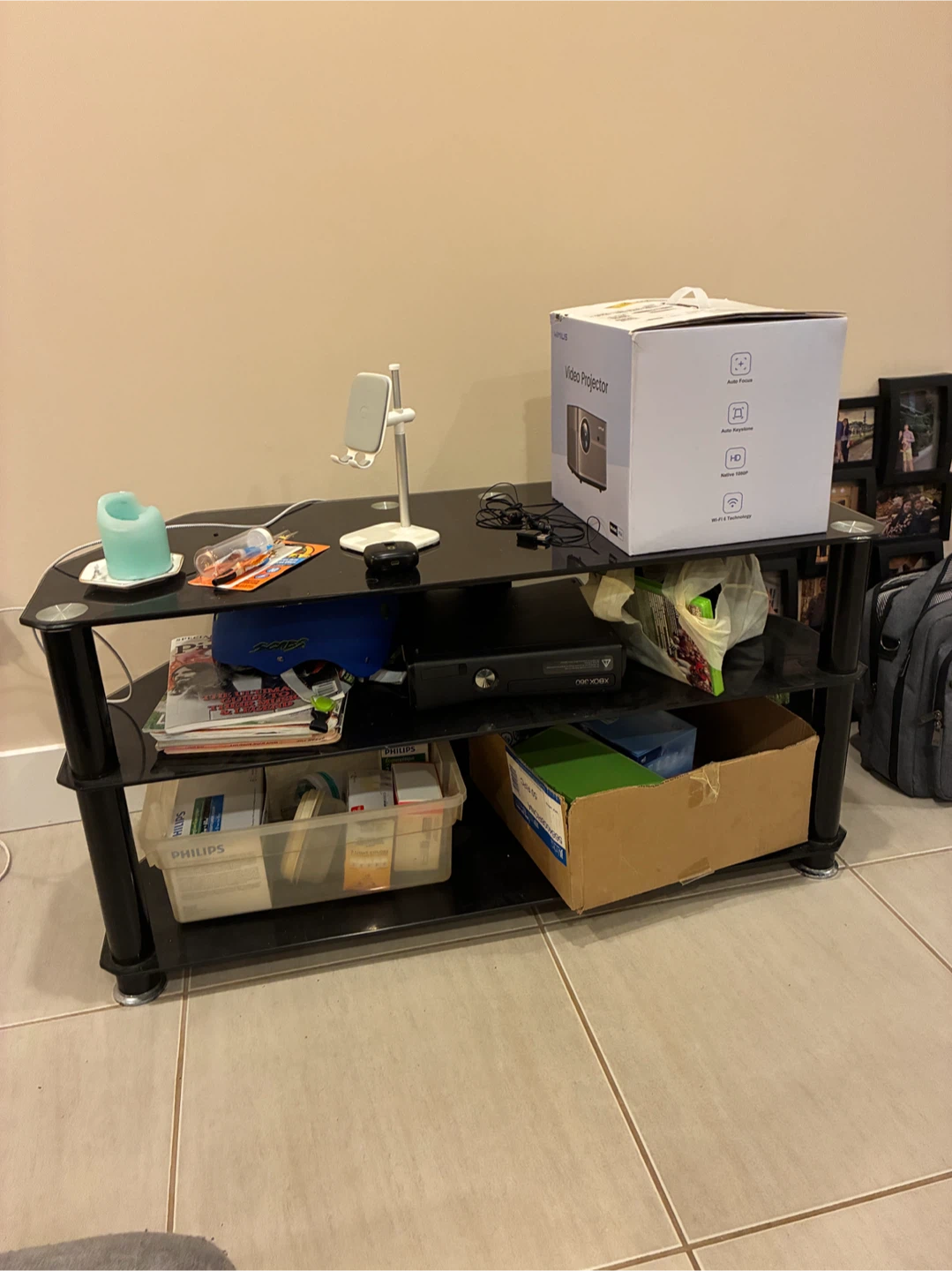 Black Glass TV Stand