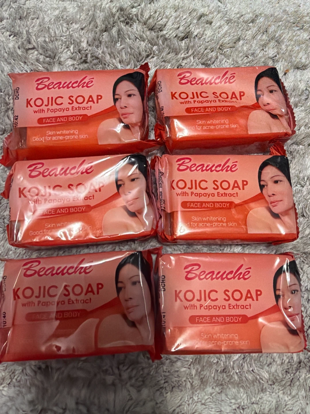 6 Beauche Kojic Soap with Papaya Extract bars