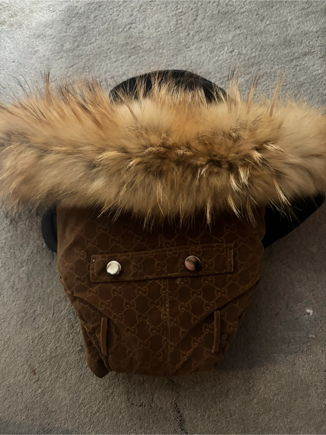 Gucci baby carrier with Fur Trim