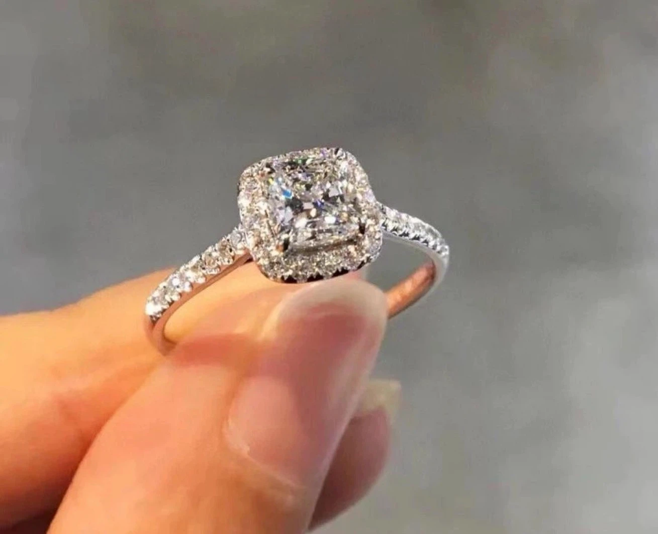 Cushion Cut Halo Diamond Ring
