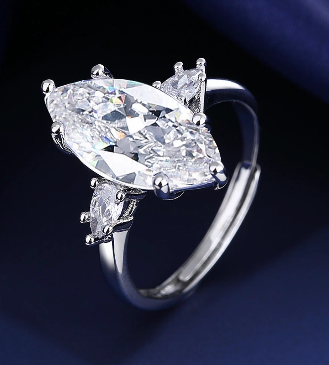 Marquise cut diamond ring