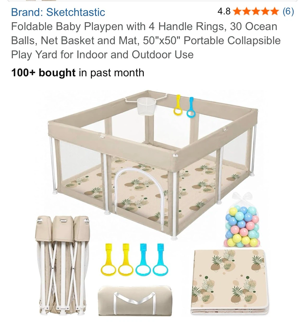 Sketchtastic Foldable Baby Playpen 50x50