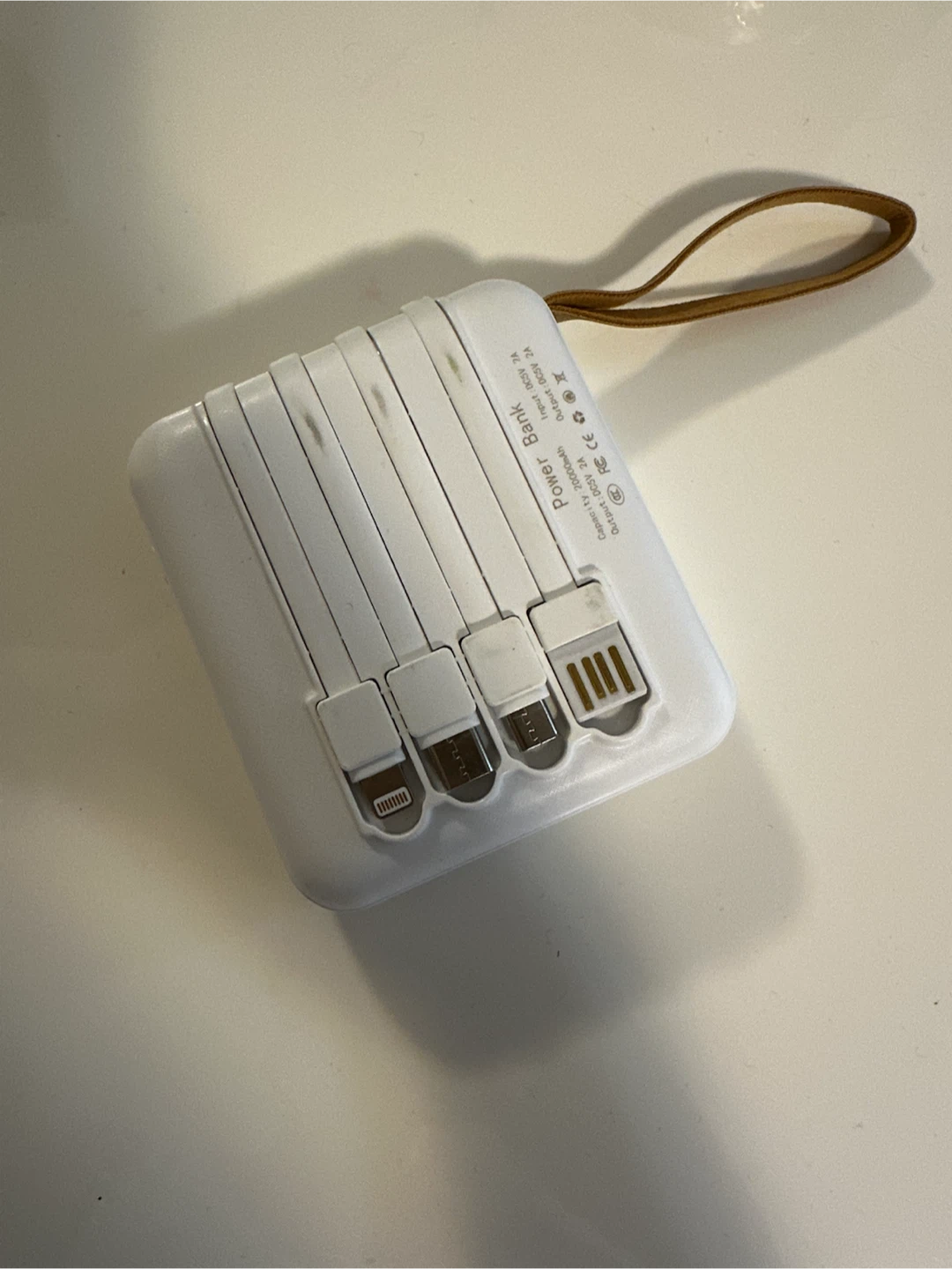 🏈 20000mAh Portable Power Bank with Built-in Cables