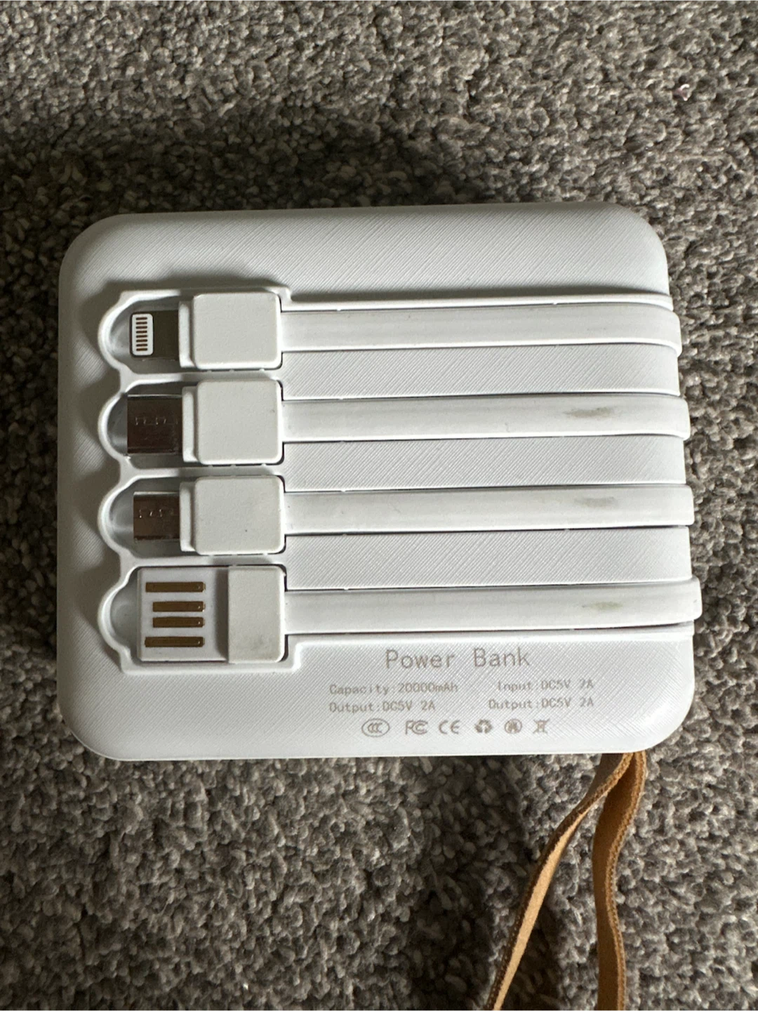 🏈 20000mAh Portable Power Bank with Built-in Cables - photo 2