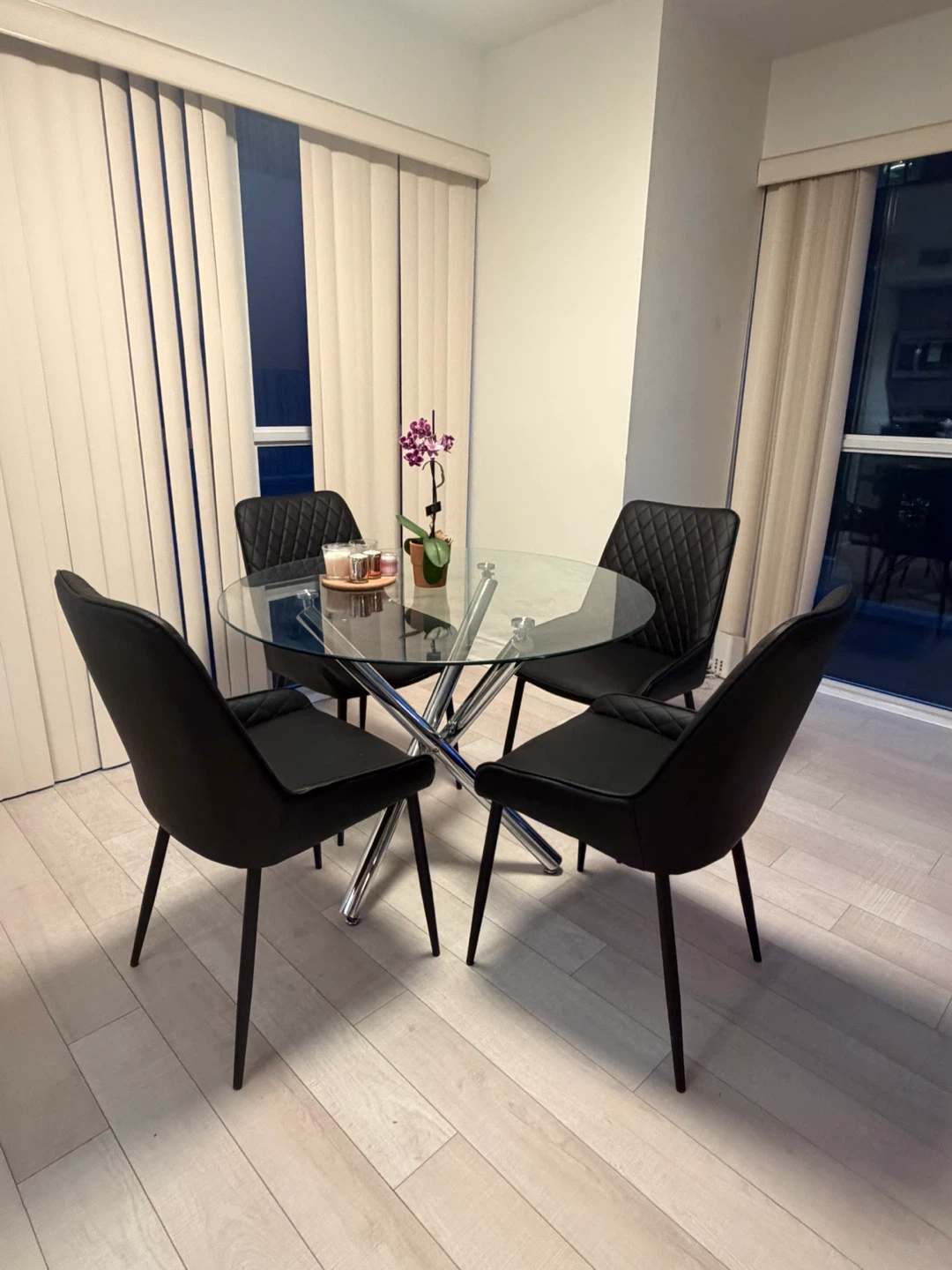 Glass Dining Table with 4 Chairs