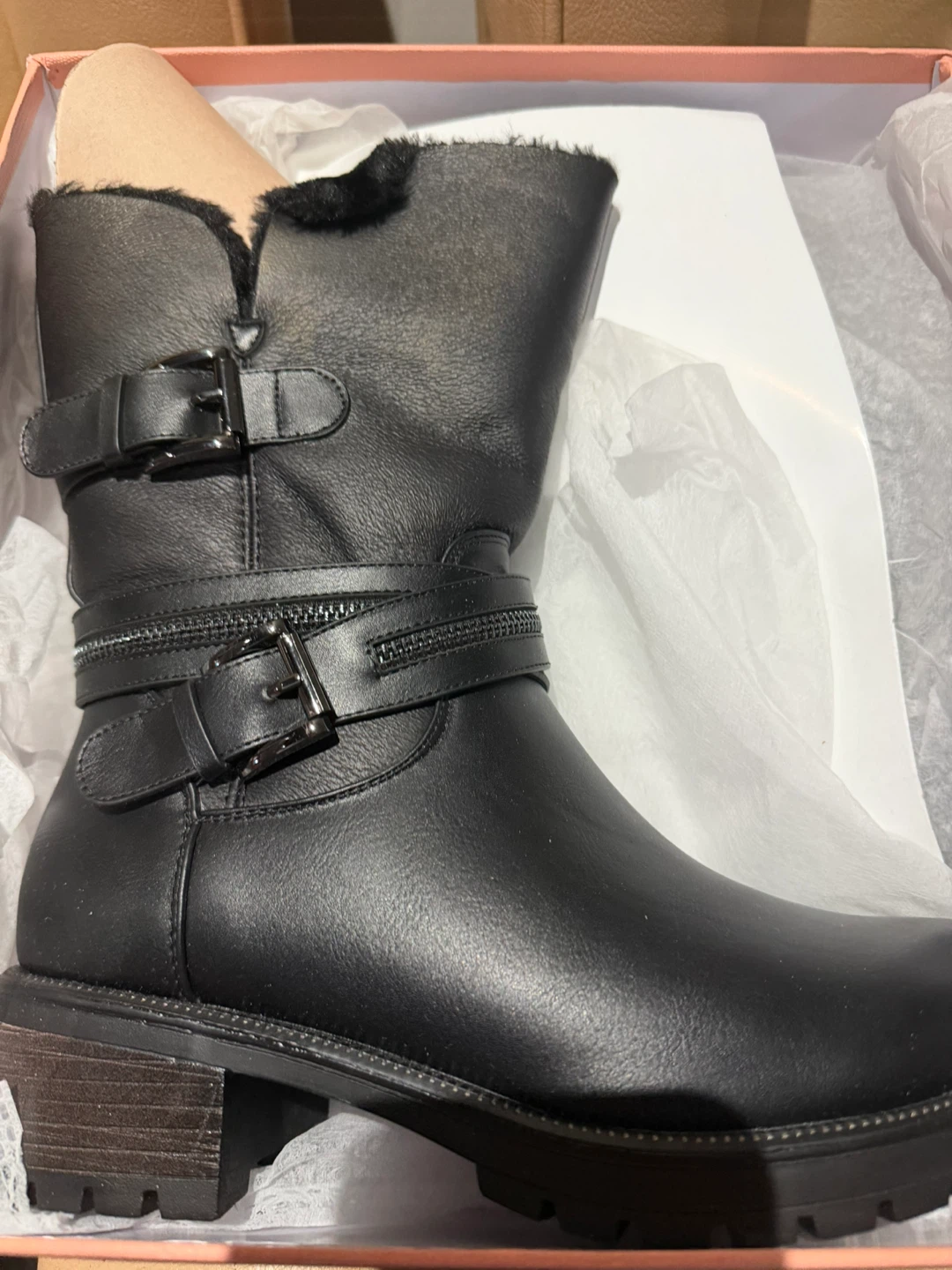 Black Fur-Lined Boots Size 37