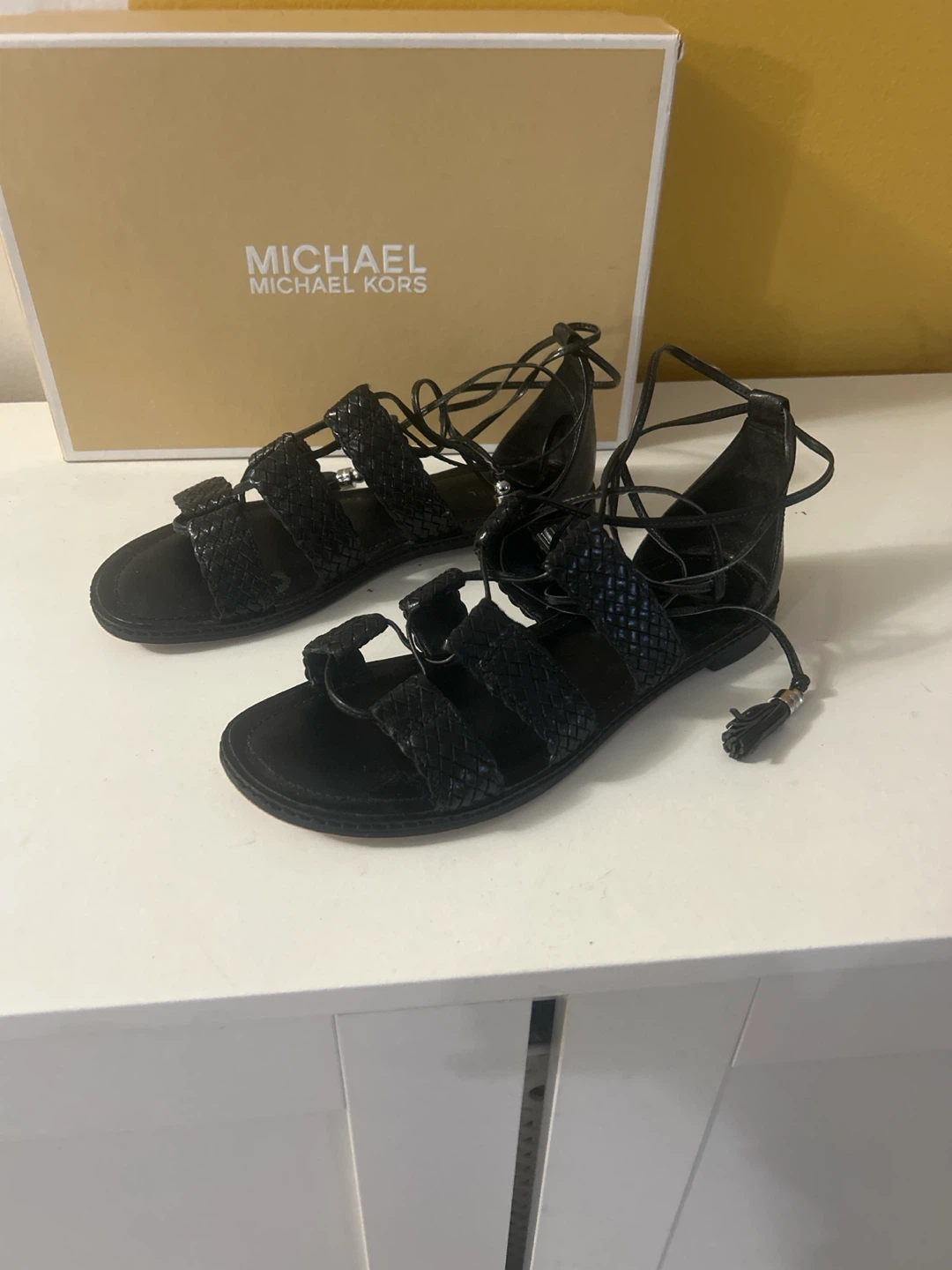 Michael Kors Black Lace-Up Sandals 🏈