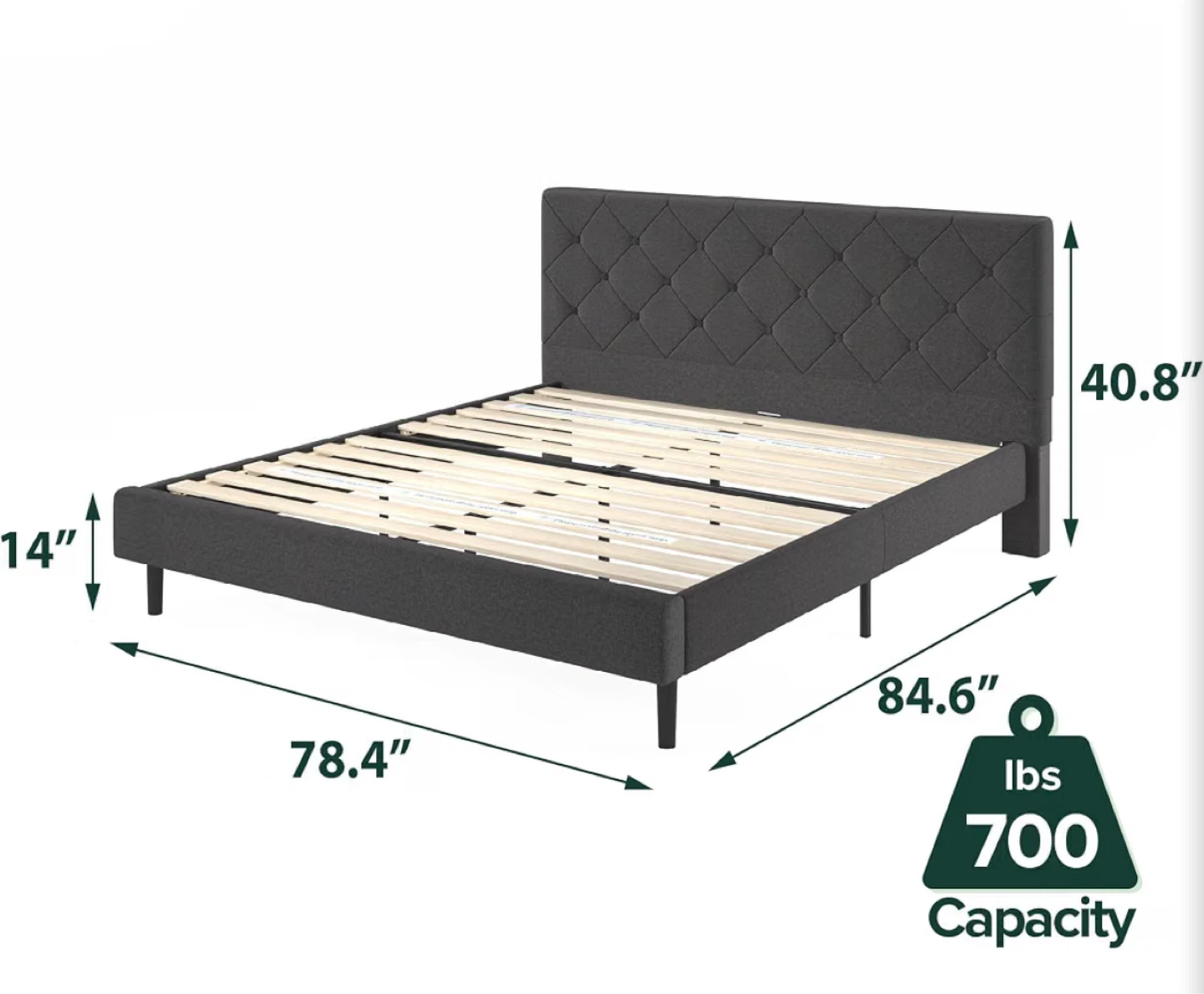 Zinus Queen Size Upholstered Bed Frame with Mattress - photo 2