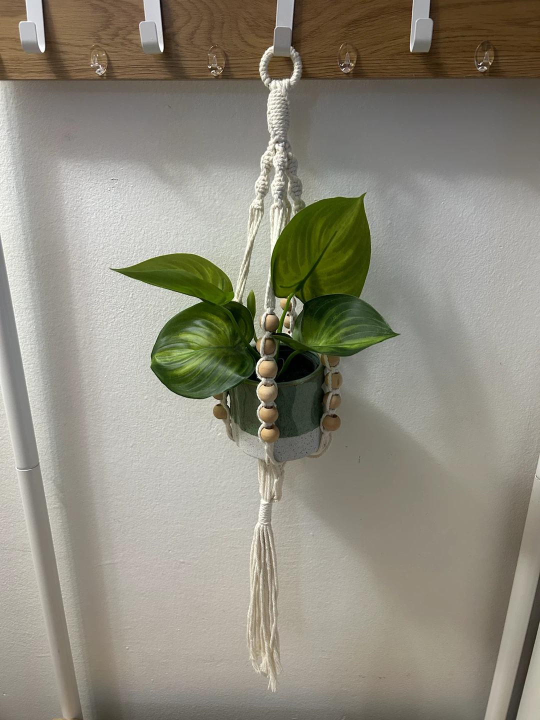 Macrame Plant Hanger with Wooden Beads 🏈