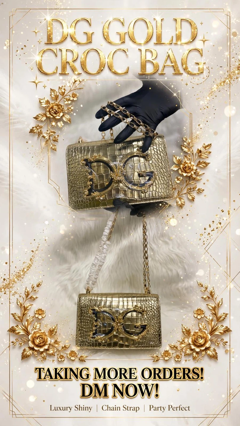 Gold DG Croc Embossed Handbag - photo 2
