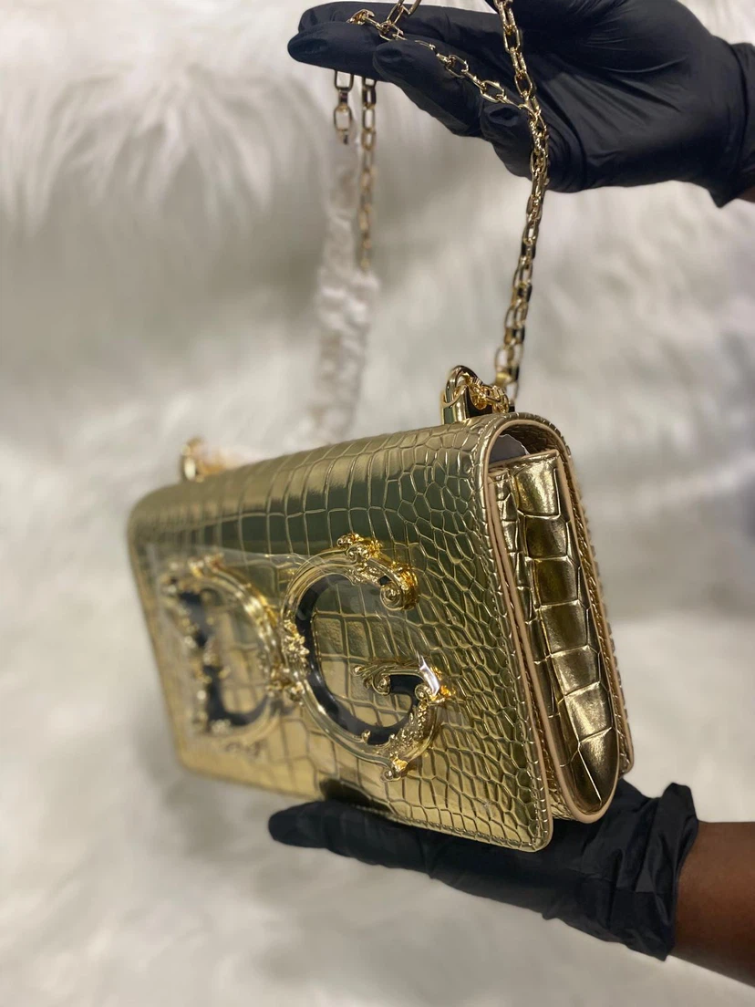 Gold DG Croc Embossed Handbag - photo 5