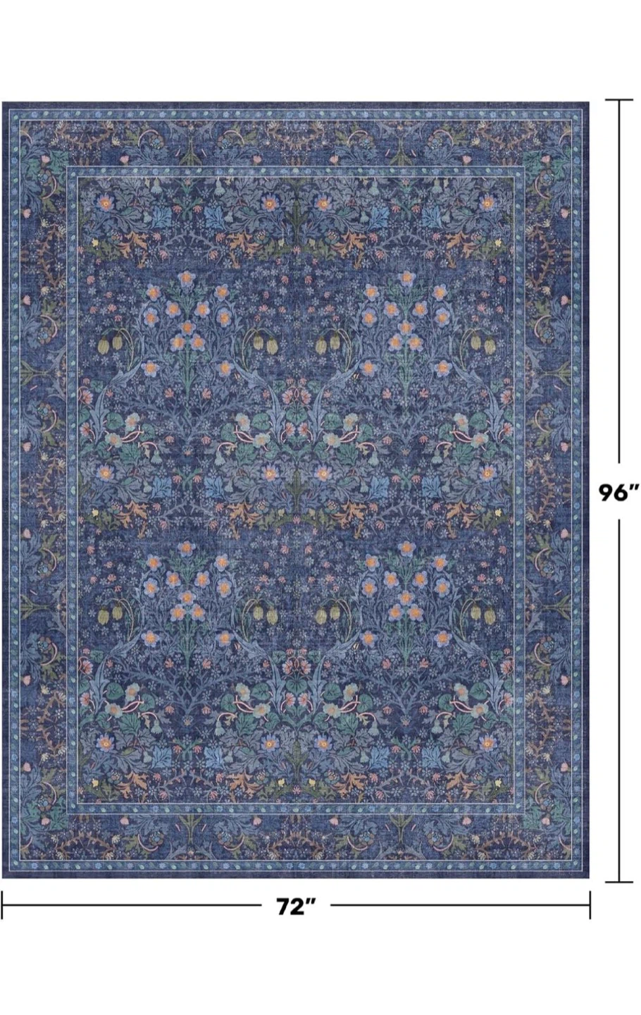 Blue Floral Pattern Area Rug - photo 3