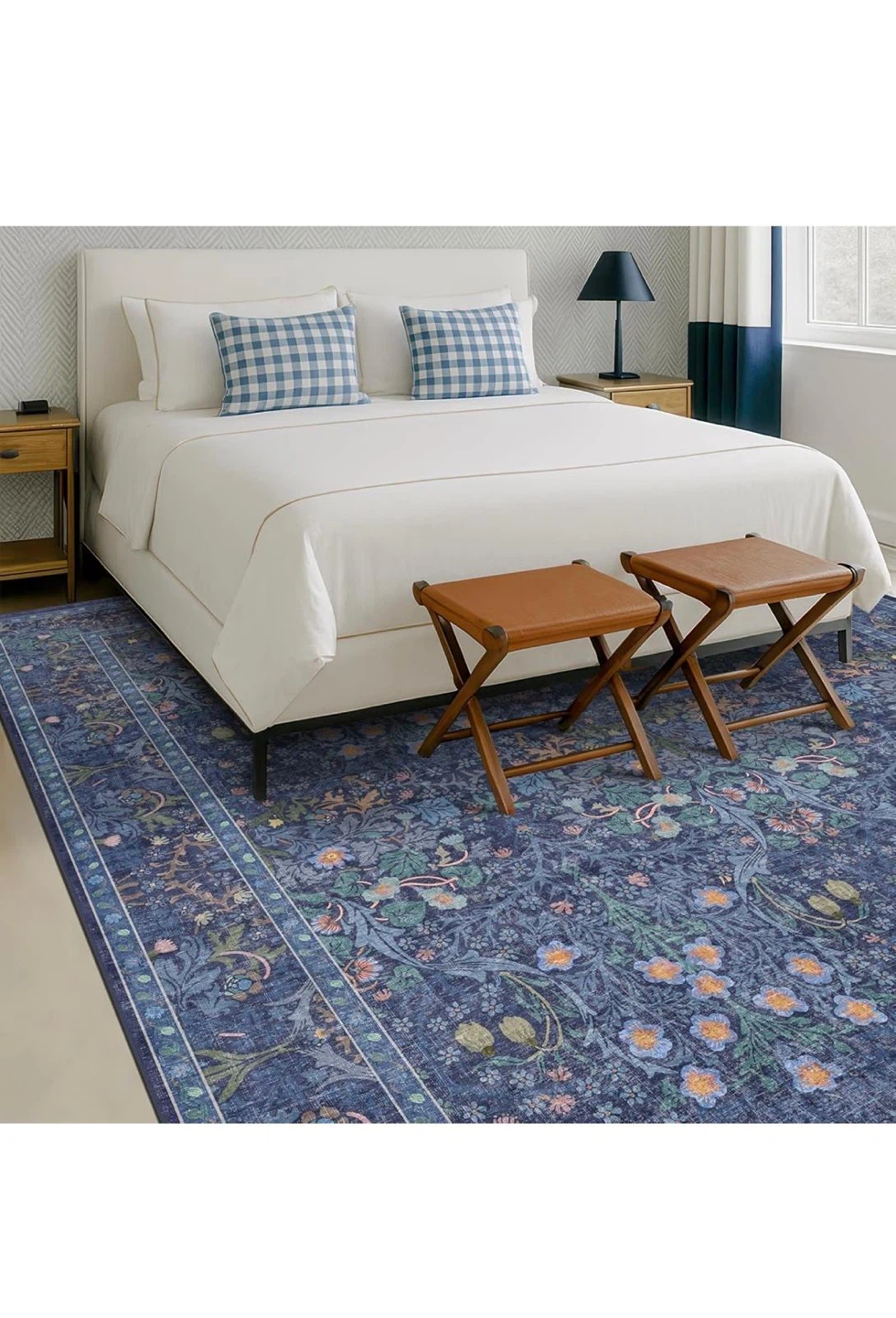 Blue Floral Pattern Area Rug - photo 4
