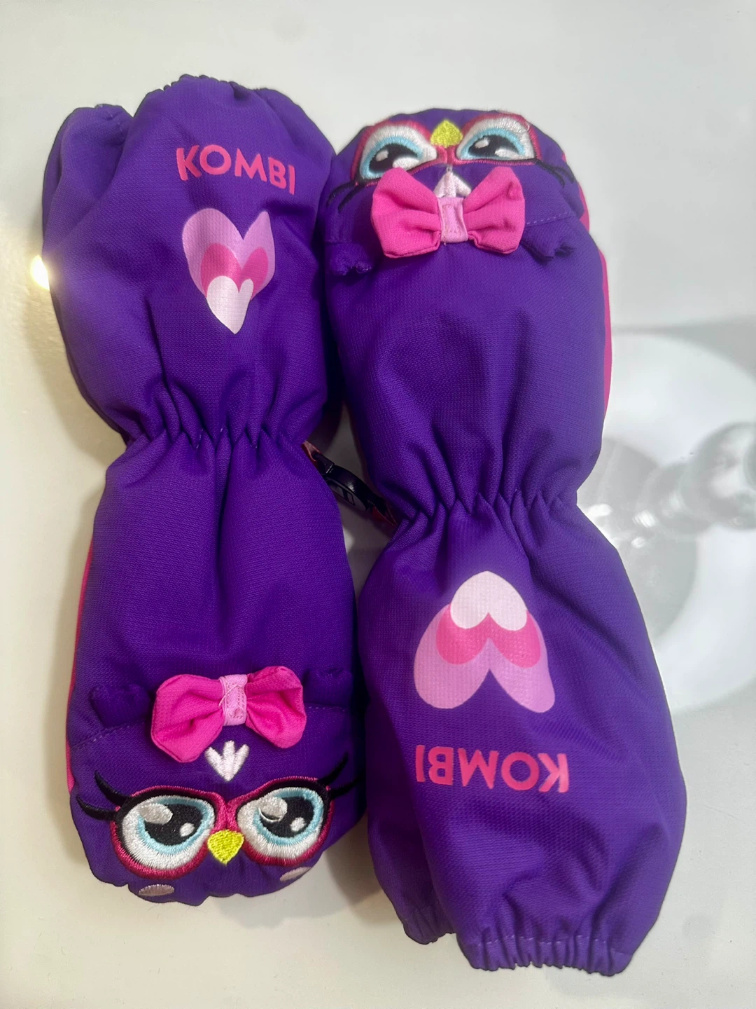 Kombi Kids Mittens Purple Owl Design- Size Sml